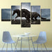 Two Horses Running 5 Piece HD Multi Panel Canvas Wall Art Frame - Original Frame