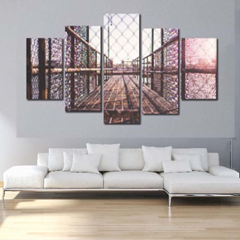 Modern Iron Bridge 5 Piece HD Multi Panel Canvas Wall Art Frame - Original Frame