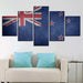 New Zealand Flag 5 Piece HD Multi Panel Canvas Wall Art Frame - Original Frame