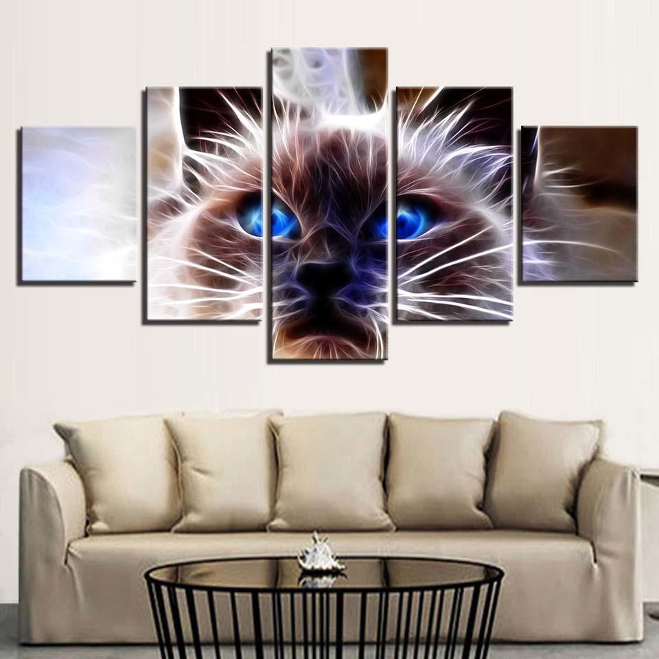 Grumpy Cat 5 Piece HD Multi Panel Canvas Wall Art - Original Frame