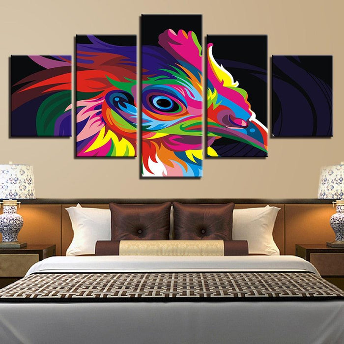 Rainbow Graffiti Eagle 5 Piece HD Multi Panel Canvas Wall Art - Original Frame