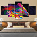 Rainbow Graffiti Eagle 5 Piece HD Multi Panel Canvas Wall Art - Original Frame