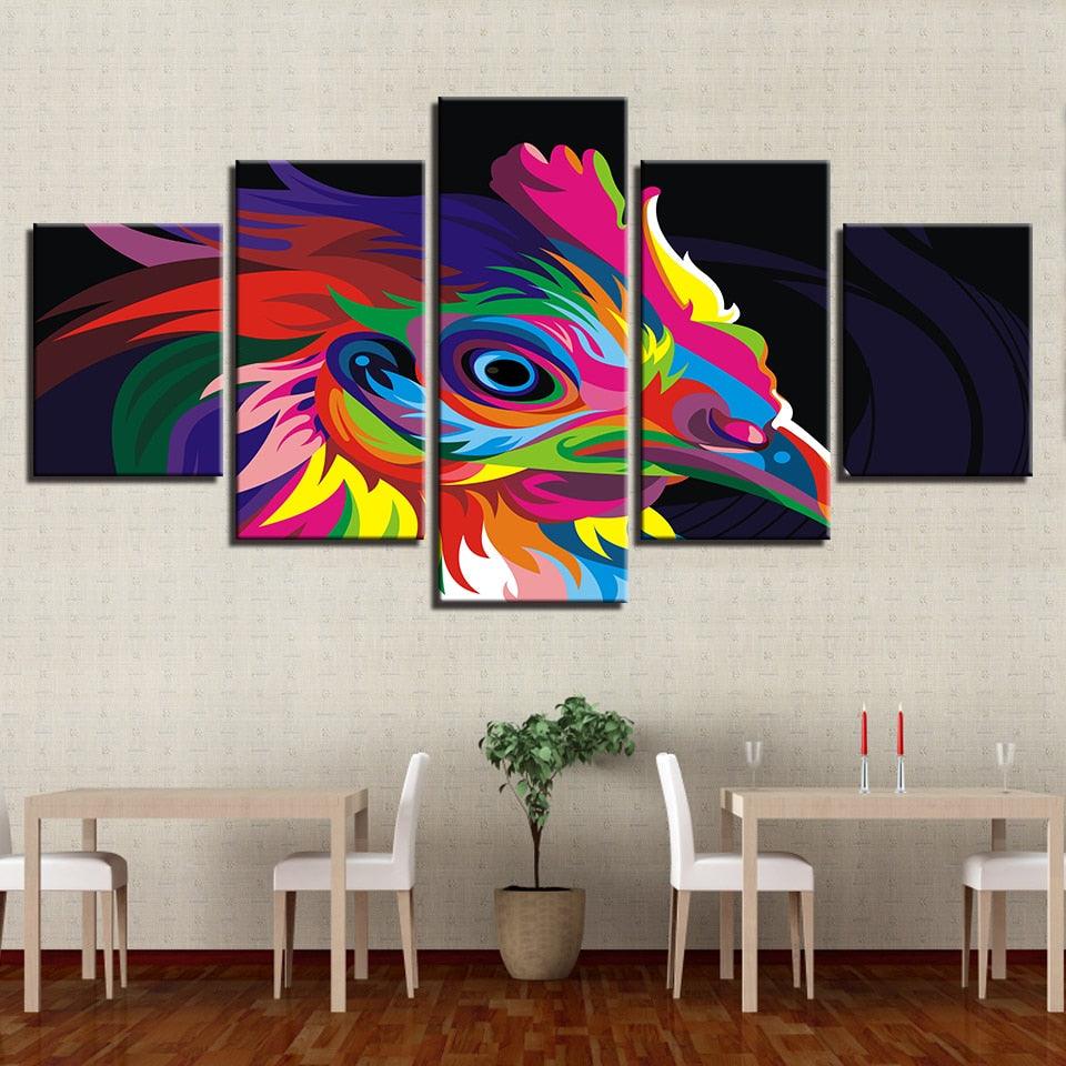 Rainbow Graffiti Eagle 5 Piece HD Multi Panel Canvas Wall Art - Original Frame