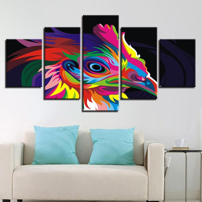 Rainbow Graffiti Eagle 5 Piece HD Multi Panel Canvas Wall Art - Original Frame