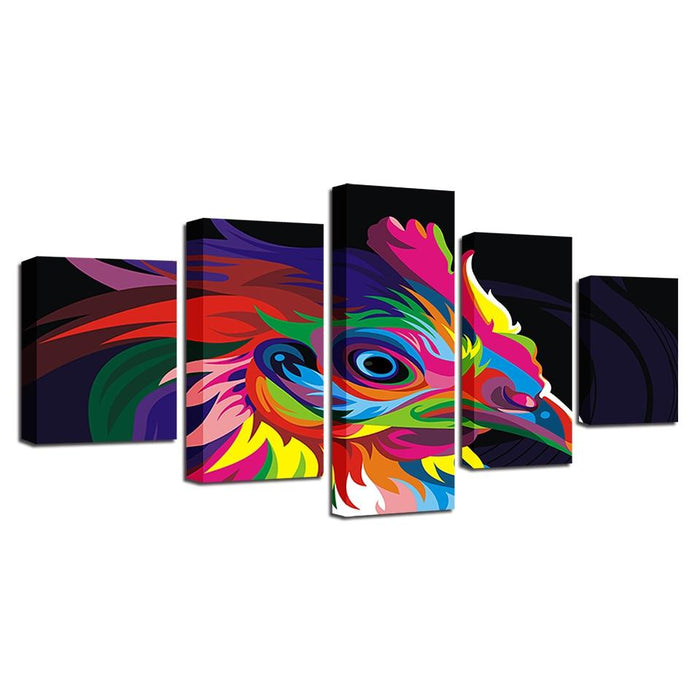 Rainbow Graffiti Eagle 5 Piece HD Multi Panel Canvas Wall Art - Original Frame