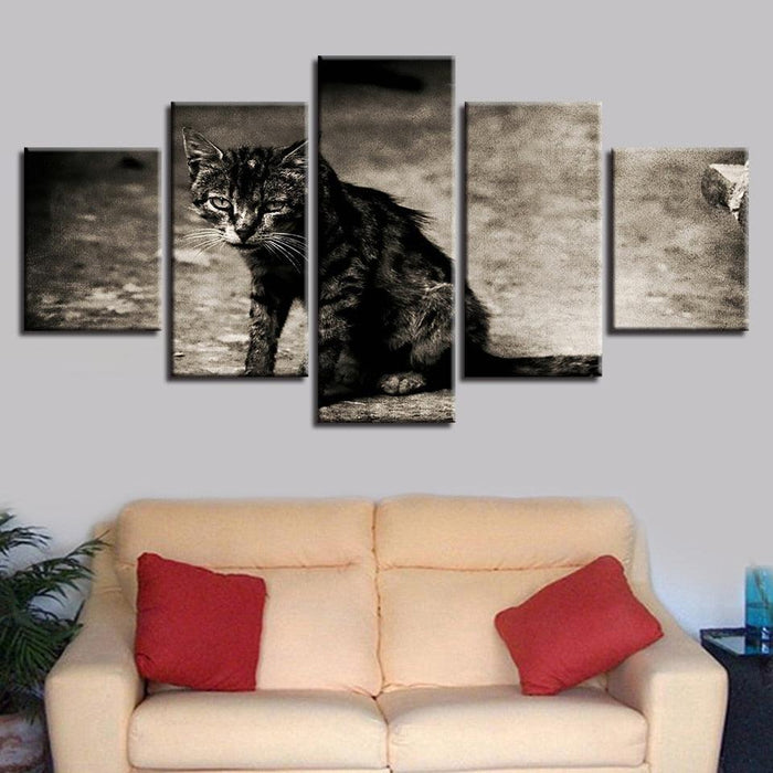 Tabby Cat 5 Piece HD Multi Panel Canvas Wall Art Frame - Original Frame