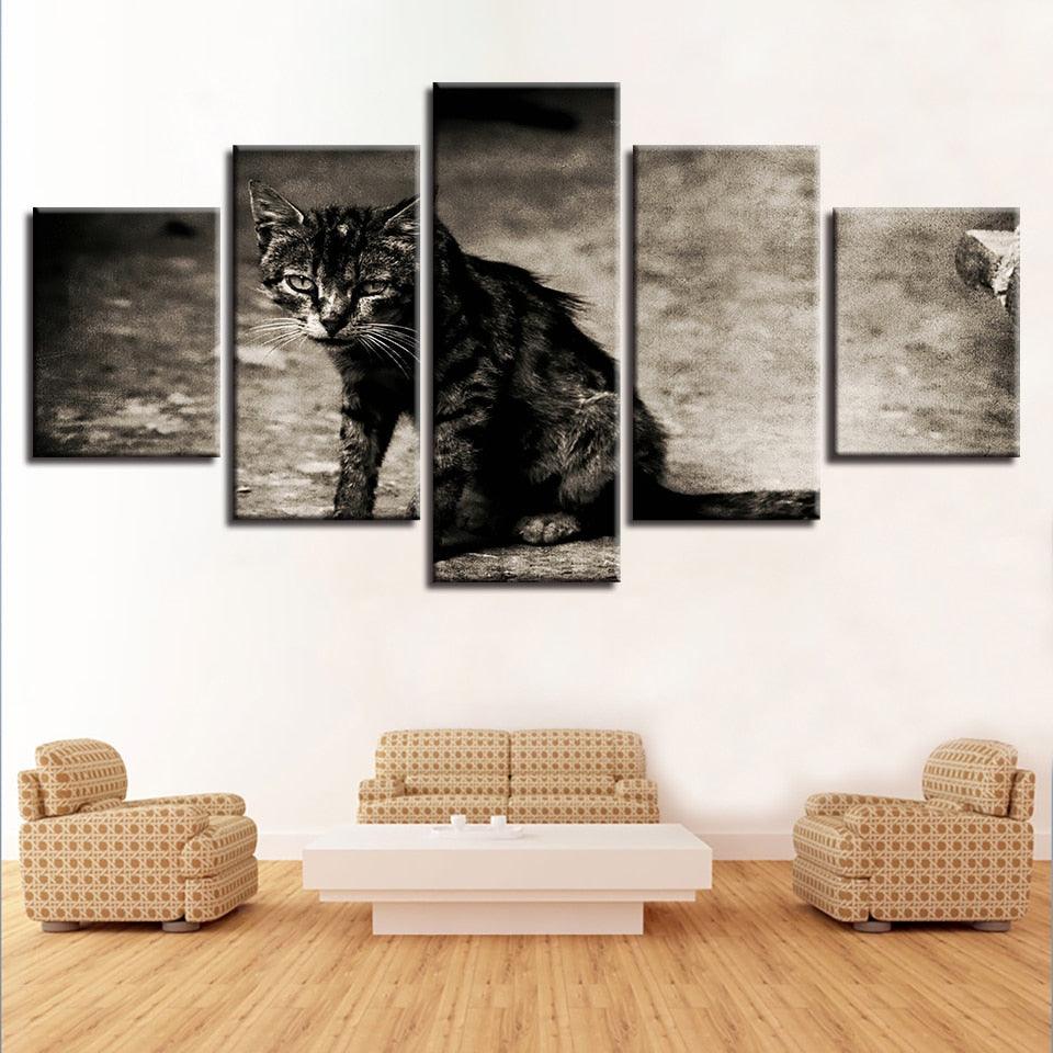 Tabby Cat 5 Piece HD Multi Panel Canvas Wall Art Frame - Original Frame