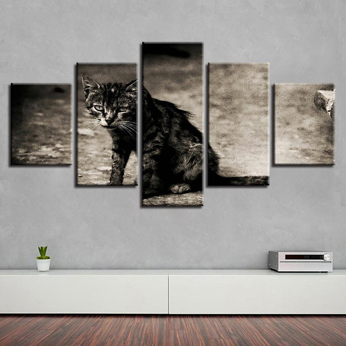 Tabby Cat 5 Piece HD Multi Panel Canvas Wall Art Frame - Original Frame