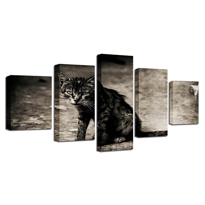 Tabby Cat 5 Piece HD Multi Panel Canvas Wall Art Frame - Original Frame