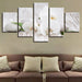 White Phalaenopsis 5 Piece HD Multi Panel Canvas Wall Art Frame - Original Frame