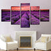 Lavender Fields At Sunset 5 Piece HD Multi Panel Canvas Wall Art Frame - Original Frame