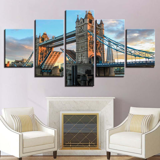 London Bridge 5 Piece HD Multi Panel Canvas Wall Art Frame - Original Frame