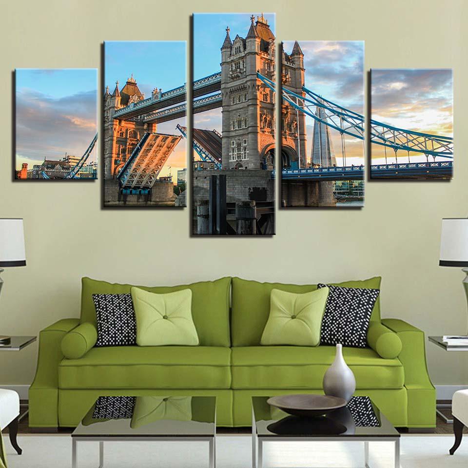 London Bridge 5 Piece HD Multi Panel Canvas Wall Art Frame - Original Frame