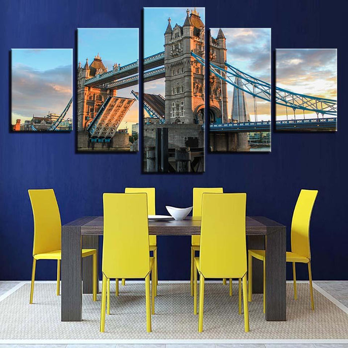 London Bridge 5 Piece HD Multi Panel Canvas Wall Art Frame