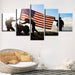 American Flag & Soldiers 5 Piece HD Multi Panel Canvas Wall Art Frame - Original Frame