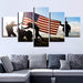 American Flag & Soldiers 5 Piece HD Multi Panel Canvas Wall Art Frame - Original Frame