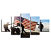 American Flag & Soldiers 5 Piece HD Multi Panel Canvas Wall Art Frame - Original Frame