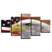 Eagle And American Flag 5 Piece HD Multi Panel Canvas Wall Art Frame - Original Frame