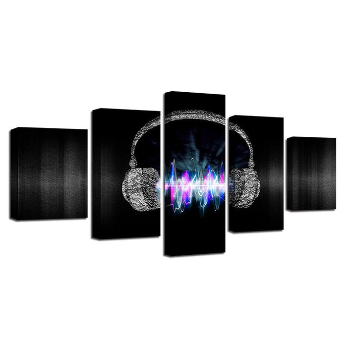 Magic Cool Music Headset 5 Piece HD Multi Panel Canvas Wall Art Frame - Original Frame