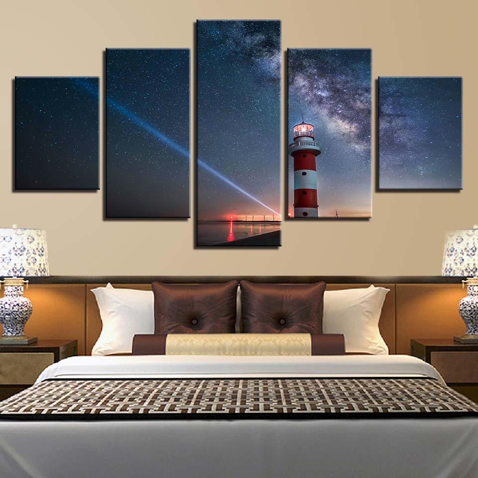 Beautiful Star Sky 5 Piece HD Multi Panel Canvas Wall Art Frame - Original Frame