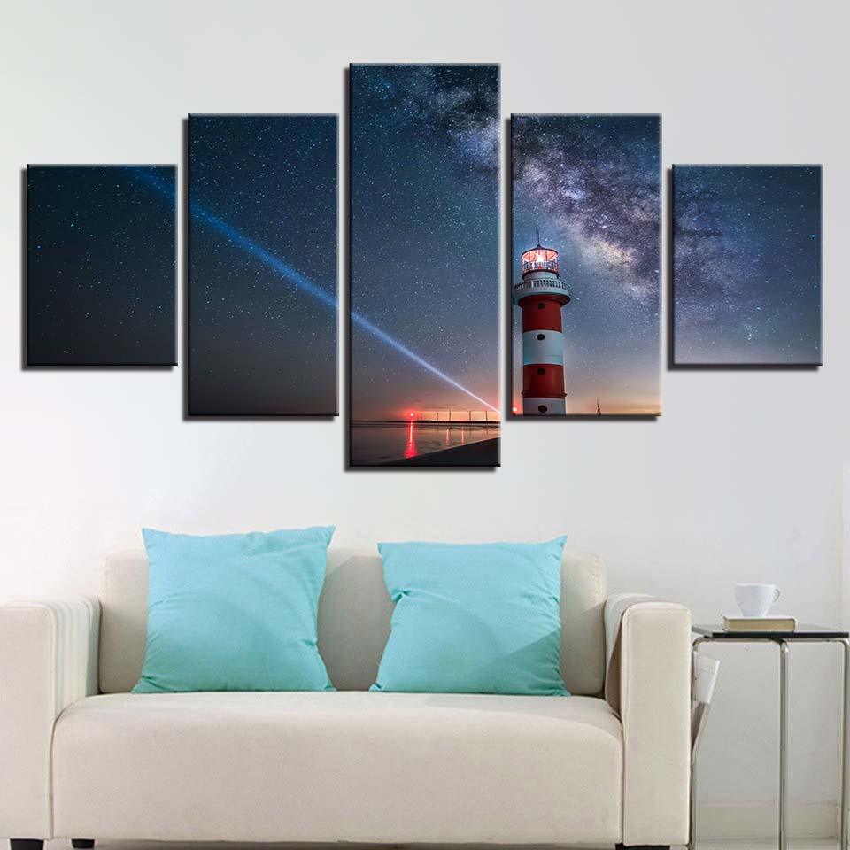 Beautiful Star Sky 5 Piece HD Multi Panel Canvas Wall Art Frame - Original Frame