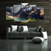 Mountain And Lake 5 Piece HD Multi Panel Canvas Wall Art Frame - Original Frame