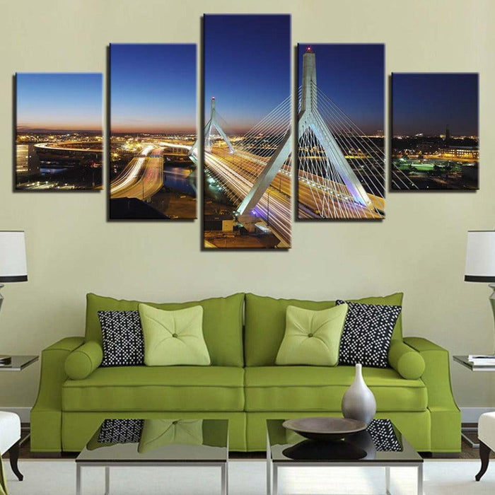 Highway Bridge 5 Piece HD Multi Panel Canvas Wall Art Frame - Original Frame