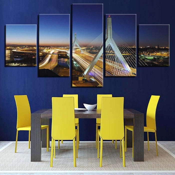 Highway Bridge 5 Piece HD Multi Panel Canvas Wall Art Frame - Original Frame