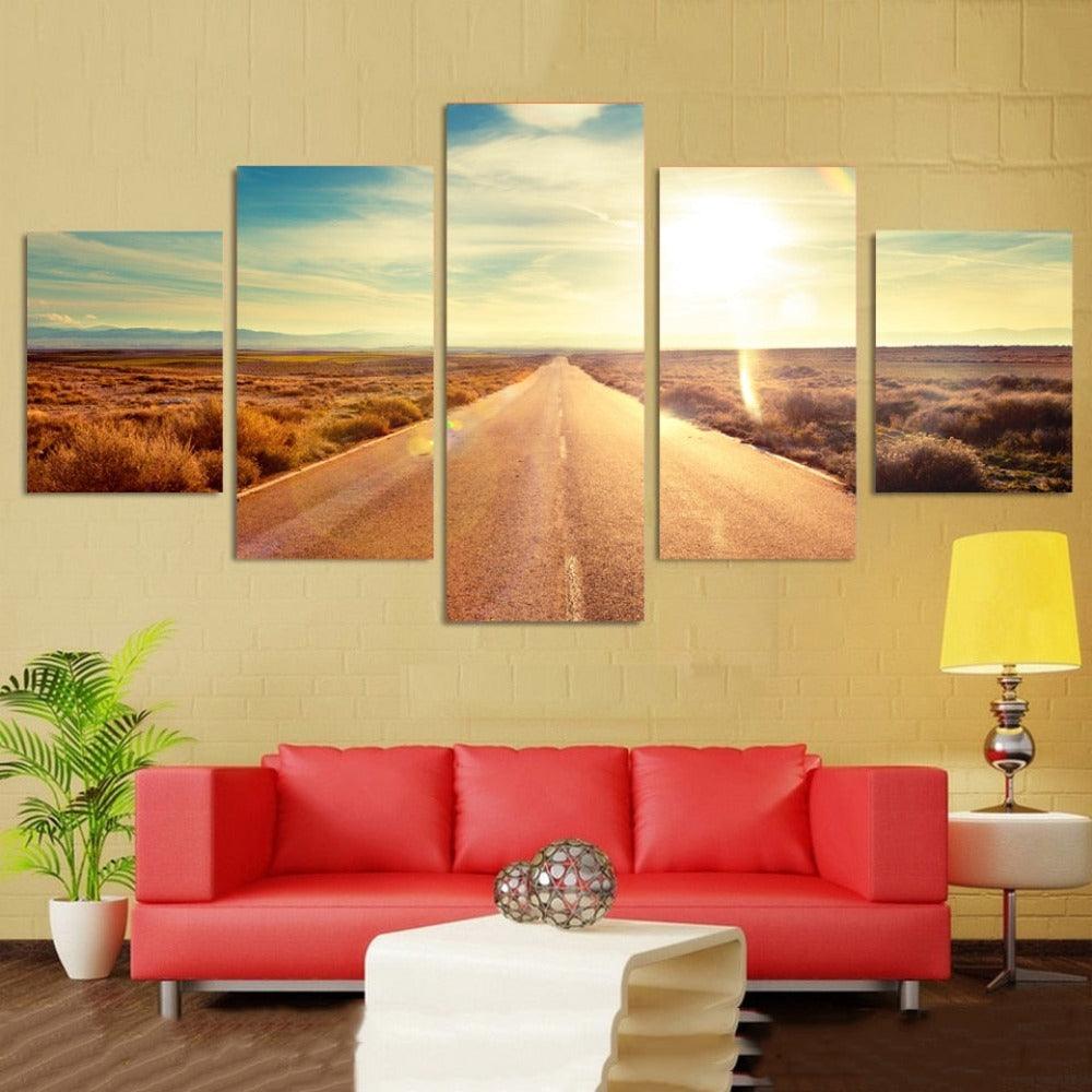 Highway 5 Piece HD Multi Panel Canvas Wall Art Frame - Original Frame