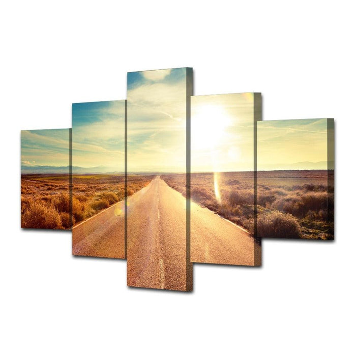 Highway 5 Piece HD Multi Panel Canvas Wall Art Frame - Original Frame