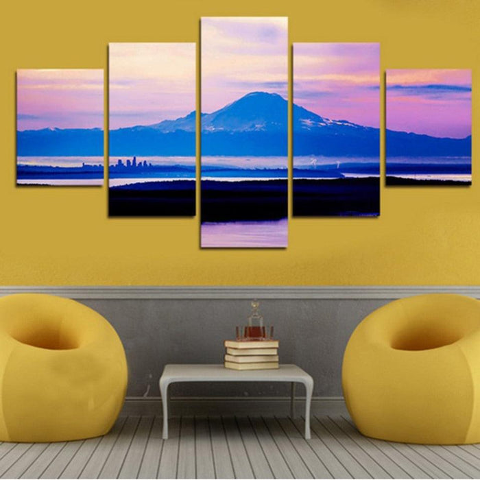 Mountains And Cloud Scenery 5 Piece HD Multi Panel Canvas Wall Art Frame