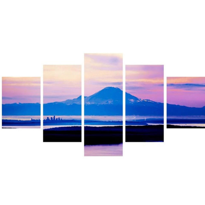 Mountains And Cloud Scenery 5 Piece HD Multi Panel Canvas Wall Art Frame - Original Frame