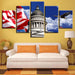 White House And Flag 5 Piece HD Multi Panel Canvas Wall Art Frame - Original Frame