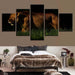 Lion in the Dark 5 Piece HD Multi Panel Canvas Wall Art Frame - Original Frame