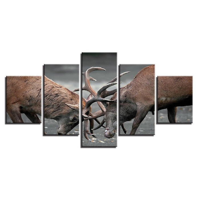 Two Deers 5 Piece HD Multi Panel Canvas Wall Art Frame