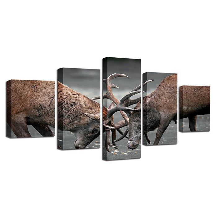 Two Deers 5 Piece HD Multi Panel Canvas Wall Art Frame