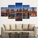 Buildings Night Scene 5 Piece HD Multi Panel Canvas Wall Art Frame - Original Frame