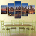 Buildings Night Scene 5 Piece HD Multi Panel Canvas Wall Art Frame - Original Frame