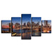 Buildings Night Scene 5 Piece HD Multi Panel Canvas Wall Art Frame - Original Frame