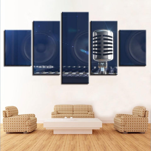 Music Microphone 5 Piece HD Multi Panel Canvas Wall Art Frame - Original Frame