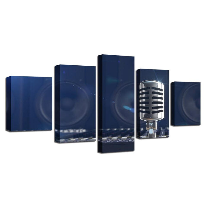 Music Microphone 5 Piece HD Multi Panel Canvas Wall Art Frame - Original Frame