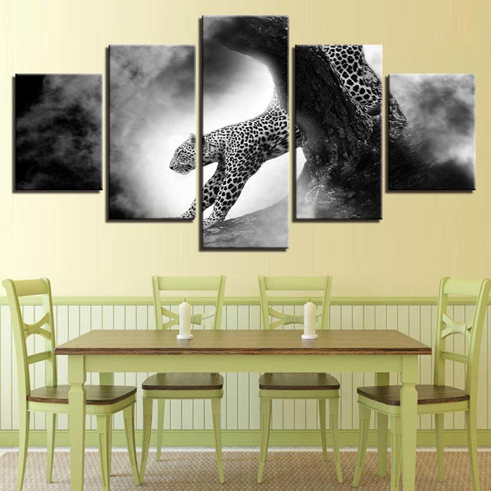 Animal Leopard 5 Piece HD Multi Panel Canvas Wall Art Frame