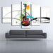 Guitar Musical Instruments 5 Piece HD Multi Panel Canvas Wall Art - Original Frame