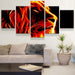 Lion Abstract Fire Painting 5 Piece HD Multi Panel Canvas Wall Art Frame - Original Frame