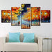 Autumn Night In The Park 5 Piece HD Multi Panel Canvas Wall Art Frame - Original Frame