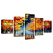 Autumn Night In The Park 5 Piece HD Multi Panel Canvas Wall Art Frame - Original Frame