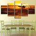 Sunset Surfing 5 Piece HD Multi Panel Canvas Wall Art Frame - Original Frame