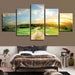 Trees And Sunset Landscape 5 Piece HD Multi Panel Canvas Wall Art - Original Frame