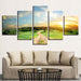 Trees And Sunset Landscape 5 Piece HD Multi Panel Canvas Wall Art - Original Frame