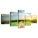 Trees And Sunset Landscape 5 Piece HD Multi Panel Canvas Wall Art - Original Frame